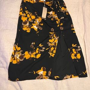 Vici Floral Midi Skirt in Black and Yellow